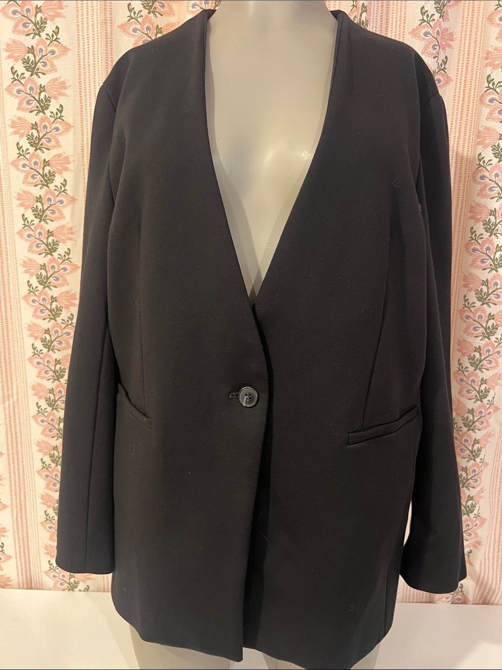 SPANX The Perfect Collarless Blazer Black Size Large L EUC Ponte 20384R